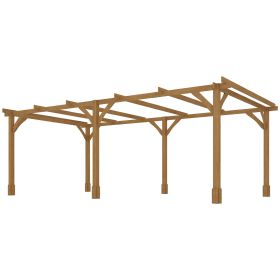 Outsunny 20' x 10' Wood Pergola, Outdoor Gazebo Grape Trellis with Stable Structure for Climbing Plant Support, Dark Brown