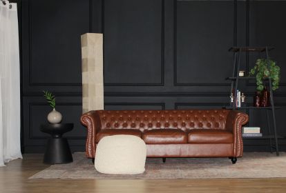 SEMI-Rounded Pouf - Cable Knitted - Handmade - Perfect Seating for Children and Adults - Footrest for Living Room or Bedroom - 100% Cotton Pouf (