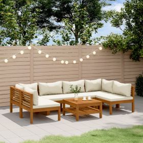 Garden Lounge Set Cream Solid acacia wood Large Modular