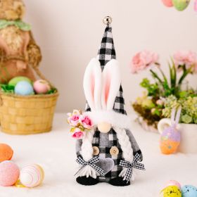 1pc; Easter Bell Rabbit Ear Hat Gnome Doll With Carrot; Easter Ornaments; Holiday Accessory; Birthday Party Supplies; Room Decor; Easter Gifts; H (Color: Black And White Plaid Female Rabbit)