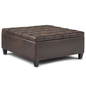 Harrison - Coffee Table Storage Ottoman - Distressed Brown (Color: as Pic)